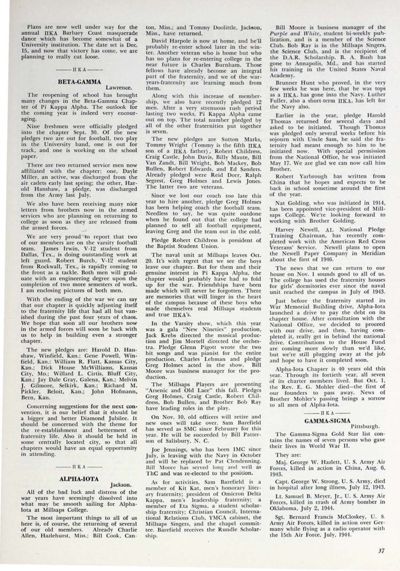 Chapter Letters: Beta Gamma, October 1945